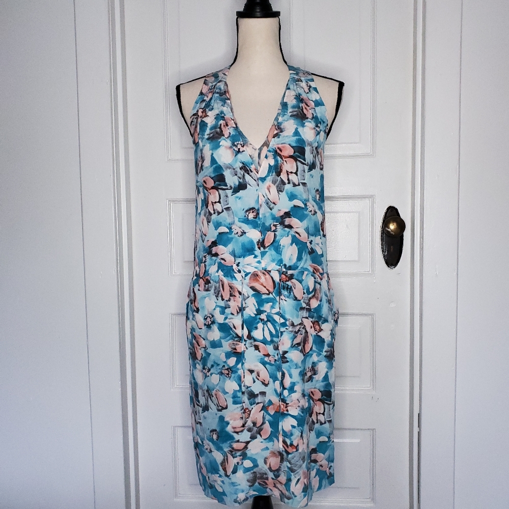 Rebecca Taylor Blue Floral Silk Aloha Dress